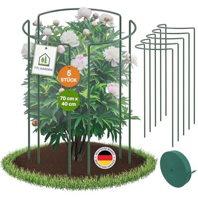 TTL GARDEN Strauchstützen 70cm x 40cm 5er Set + Klettband Pflanzenstütze Stahl rostfrei Kunststoff beschichtet Pflanzenhalter Staudenhalter Blumenhalter Hortensie Rose Pfingstrose Ø 5,5mm grün TTL GARDEN Strauchstützen 70cm x 40cm 5er Set + Klettband Pflanzenstütze Stahl rostfrei Kunststoff beschichtet Pflanzenhalter Staudenhalter Blumenhalter Hortensie Rose Pfingstrose Ø 5,5mm grün