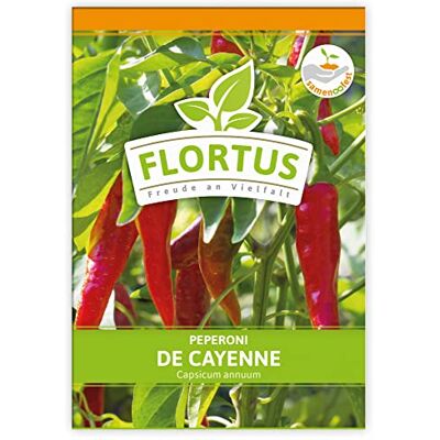 FLORTUS Freude an Vielfalt FLORTUS Peperoni De Cayenne Gemüsesamen Peperonisamen Samen zur Anzucht für Garten, Balkon, Küche & Fensterbank FLORTUS Freude an Vielfalt FLORTUS Peperoni De Cayenne Gemüsesamen Peperonisamen Samen zur Anzucht für Garten, Balkon, Küche & Fensterbank