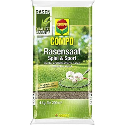 Compo Rasensaat Spiel und Sport, Universelle Rasenmischung, 4 kg, 200 m² Compo Rasensaat Spiel und Sport, Universelle Rasenmischung, 4 kg, 200 m²