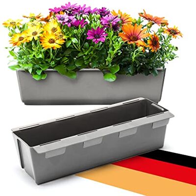 BigDean 2 Paletten Blumenkästen Einsatz mit Hängesystem 37cm Beton grau Blumenkasten für Palette Pflanzkasten für Europalette Balkonkasten Blumentopf aus recyceltem PP-Kunststoff MADE IN GERMANY BigDean 2 Paletten Blumenkästen Einsatz mit Hängesystem 37cm Beton grau Blumenkasten für Palette Pflanzkasten für Europalette Balkonkasten Blumentopf aus recyceltem PP-Kunststoff MADE IN GERMANY