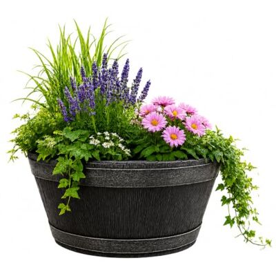 BigDean Weinfass Eichenfass Rund 38 Liter Blumenkasten 50x25cm Miniteich Bottich Kunststoff Trog Zuber Gartenteich Mini Teich Fass Nachbildung Durchmesser 50 cm Höhe 25 cm ca. 38 Liter BigDean Weinfass Eichenfass Rund 38 Liter Blumenkasten 50x25cm Miniteich Bottich Kunststoff Trog Zuber Gartenteich Mini Teich Fass Nachbildung Durchmesser 50 cm Höhe 25 cm ca. 38 Liter