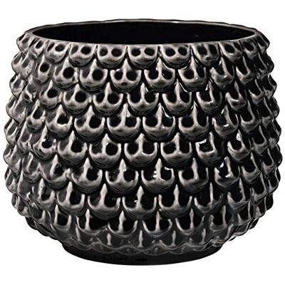 Bloomingville Pinecone Blumentopf, dekorativ, für den Innenbereich, Retro-Stil, kreativ, L (16,5 cm Durchmesser), Schwarz, Keramik Bloomingville Pinecone Blumentopf, dekorativ, für den Innenbereich, Retro-Stil, kreativ, L (16,5 cm Durchmesser), Schwarz, Keramik