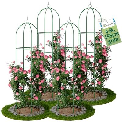 TTL GARDEN 195x40cm Obelisk Rankhilfe XL grün 4er Set Rosen Rankgitter Metall rostfrei für Kletterpflanzen Rosen Clematis pulverbeschichteter Stahl 195 cm hoch 40cm Ø Rankturm Tomaten Gurken TTL GARDEN 195x40cm Obelisk Rankhilfe XL grün 4er Set Rosen Rankgitter Metall rostfrei für Kletterpflanzen Rosen Clematis pulverbeschichteter Stahl 195 cm hoch 40cm Ø Rankturm Tomaten Gurken