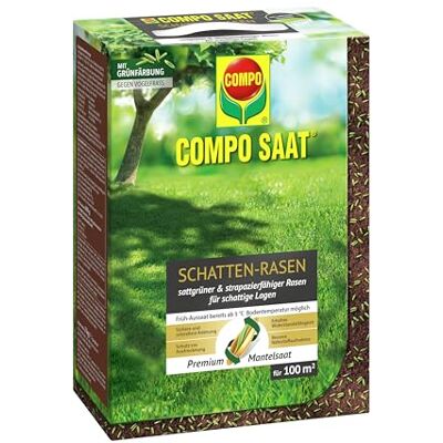 Compo SAAT Schatten-Rasen für schattige Lagen, 2 kg für 100 m² Strapazierfähiger Schattenrasen, ideal für schattige Standorte unter Bäumen und an Nordseiten von Gebäuden Compo SAAT Schatten-Rasen für schattige Lagen, 2 kg für 100 m² Strapazierfähiger Schattenrasen, ideal für schattige Standorte unter Bäumen und an Nordseiten von Gebäuden