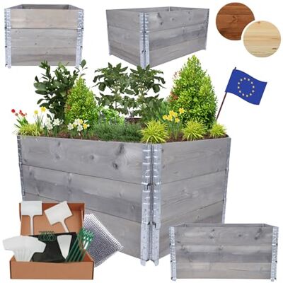MODO24 Hochbeet Holz, Blumenkasten, Gartenbeet, 60x120x80 cm, Grau Robustes Kräuterbeet & Gemüsebeet aus Kiefernholz, Dekorativer Pflanzkasten & Blumenbeet für Garten, Balkon & Terrasse MODO24 Hochbeet Holz, Blumenkasten, Gartenbeet, 60x120x80 cm, Grau Robustes Kräuterbeet & Gemüsebeet aus Kiefernholz, Dekorativer Pflanzkasten & Blumenbeet für Garten, Balkon & Terrasse