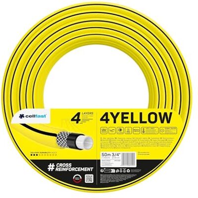 Cellfast YELLOW Gartenschlauch, Leicht, Strapazierfähig, 4-lagig, Haltbare Kreuzgeflecht, UV und Algenfest, Verwindungsfestigkeit, REACH-Technologie, 20 bar, -10/+50° Verschluss: 3/4", 50m Cellfast YELLOW Gartenschlauch, Leicht, Strapazierfähig, 4-lagig, Haltbare Kreuzgeflecht, UV und Algenfest, Verwindungsfestigkeit, REACH-Technologie, 20 bar, -10/+50° Verschluss: 3/4", 50m