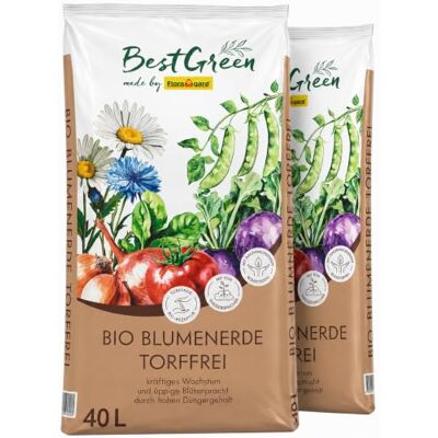 Floragard BestGreen Bio Blumenerde torffrei 2x40 L mit Ton Fuer Topf und Beet Floragard BestGreen Bio Blumenerde torffrei 2x40 L mit Ton Fuer Topf und Beet