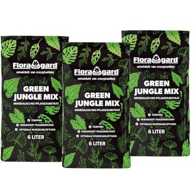 Floragard Green Jungle Mix 18 L (3×6 L) – mineralisches Pflanzsubstrat für Monstera, Philodendron – sorgt für optimale Drainage & gesundes Wurzelwachstum – ideal für anspruchsvolle Zimmerpflanzen Floragard Green Jungle Mix 18 L (3×6 L) – mineralisches Pflanzsubstrat für Monstera, Philodendron – sorgt für optimale Drainage & gesundes Wurzelwachstum – ideal für anspruchsvolle Zimmerpflanzen