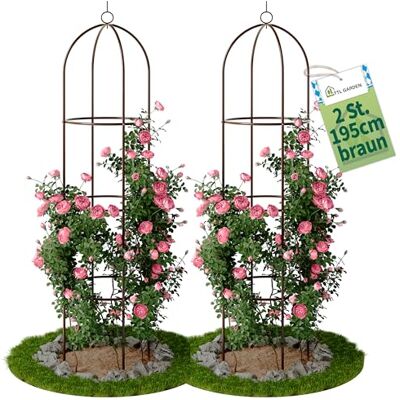 TTL GARDEN 195x40cm Obelisk Rankhilfe XL braun 2er Set Rosen Rankgitter Metall rostfrei für Kletterpflanzen Rosen Clematis pulverbeschichteter Stahl 195 cm hoch 40cm Ø Rankturm Tomaten Gurken TTL GARDEN 195x40cm Obelisk Rankhilfe XL braun 2er Set Rosen Rankgitter Metall rostfrei für Kletterpflanzen Rosen Clematis pulverbeschichteter Stahl 195 cm hoch 40cm Ø Rankturm Tomaten Gurken