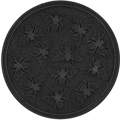 Esschert Design Trittplatte Bienendekor Schwarz Ø 30 cm aus recyceltem Gummi Esschert Design Trittplatte Bienendekor Schwarz Ø 30 cm aus recyceltem Gummi