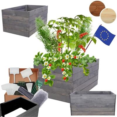 MODO24 Hochbeet Holz, Blumenkasten, Gartenbeet, 45x63x60 cm, Grau Robuster Pflanzkübel & Blumenbeet für Garten, Terrasse & Balkon, Hochbeet für Gemüsegarten, Naturholz Holzbeet Anzuchtbeet MODO24 Hochbeet Holz, Blumenkasten, Gartenbeet, 45x63x60 cm, Grau Robuster Pflanzkübel & Blumenbeet für Garten, Terrasse & Balkon, Hochbeet für Gemüsegarten, Naturholz Holzbeet Anzuchtbeet