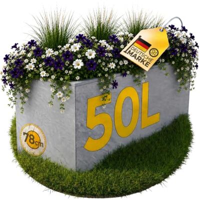 Ondis24 Pflanzkübel Vulkano, 50L Pflanzvolumen, rechteckig, Blumenkasten mit Wasserspeicher, Balkon Terrasse, Blumenkübel (Hellgrau) Ondis24 Pflanzkübel Vulkano, 50L Pflanzvolumen, rechteckig, Blumenkasten mit Wasserspeicher, Balkon Terrasse, Blumenkübel (Hellgrau)