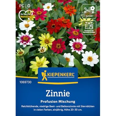 Kiepenkerl Zinniensamen Profusion Mischung 106973 bunte Blueten, sonniger Standort, pflegeleicht, lange Bluetezeit, Beet und Balkon, bienenfreundlich Kiepenkerl Zinniensamen Profusion Mischung 106973 bunte Blueten, sonniger Standort, pflegeleicht, lange Bluetezeit, Beet und Balkon, bienenfreundlich