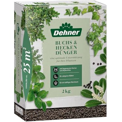 Dehner Buchs- und Heckendünger, hochwertiger Dünger für Buchs / Hecken, organisch mineralischer NPK-Dünger, mit Spurennährstoffen, 2 kg, für ca. 25 qm, bunt Dehner Buchs- und Heckendünger, hochwertiger Dünger für Buchs / Hecken, organisch mineralischer NPK-Dünger, mit Spurennährstoffen, 2 kg, für ca. 25 qm, bunt