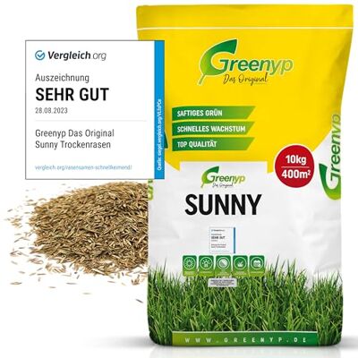 Greenyp Das Original Greenyp Sunny I dürreresistenter Trockenrasen I 10kg für 400m² I Grassamen Rasensamen Rasensaat Gras Nachsaat schnellkeimend Greenyp Das Original Greenyp Sunny I dürreresistenter Trockenrasen I 10kg für 400m² I Grassamen Rasensamen Rasensaat Gras Nachsaat schnellkeimend