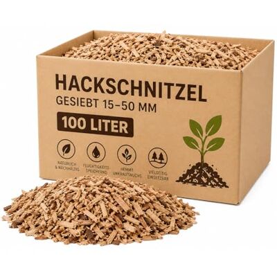 Hoyo Technology GmbH Hackschnitzel 100 Liter Gesiebt 15-50 mm Naturbelassene Holzhackschnitzel Rindenmulch, Mulch für den Garten Einstreu, Hochbeete, Streu, Holzschnitzel Hoyo Technology GmbH Hackschnitzel 100 Liter Gesiebt 15-50 mm Naturbelassene Holzhackschnitzel Rindenmulch, Mulch für den Garten Einstreu, Hochbeete, Streu, Holzschnitzel