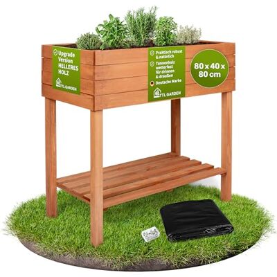 TTL GARDEN 80x40x80cm Balkon Hochbeet Siena M aus Holz mit Ablageboden & Folie Pflanzkasten & Blumenkasten Tannenholz wetterfest Pflanzbeet Kräuterbeet Blumenbeet für Garten Balkon Terrasse Braun TTL GARDEN 80x40x80cm Balkon Hochbeet Siena M aus Holz mit Ablageboden & Folie Pflanzkasten & Blumenkasten Tannenholz wetterfest Pflanzbeet Kräuterbeet Blumenbeet für Garten Balkon Terrasse Braun