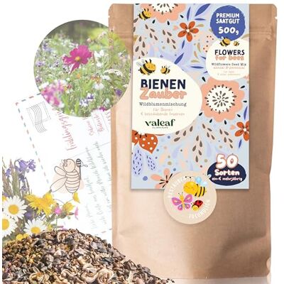 valeaf Blumensamen 500g für 250 m² Bunte Wildblumenmischung für Bienen Insektenfreundliche Blumen für Garten & Balkon valeaf Blumensamen 500g für 250 m² Bunte Wildblumenmischung für Bienen Insektenfreundliche Blumen für Garten & Balkon