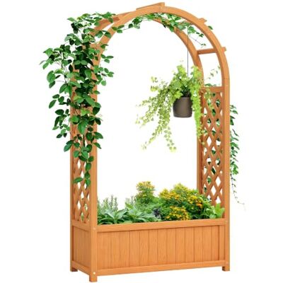Outsunny Hochbeet Pflanzkasten mit Rankgitter Gebogendach Holz 83x36x145cm Spalier Pflanzkübel, Gartenspalier, für Garten Balkon Terrasse, Blumenkübel für Kletterpflanzen Korbpflanzen, Blumen Outsunny Hochbeet Pflanzkasten mit Rankgitter Gebogendach Holz 83x36x145cm Spalier Pflanzkübel, Gartenspalier, für Garten Balkon Terrasse, Blumenkübel für Kletterpflanzen Korbpflanzen, Blumen