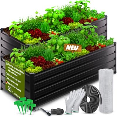 TTL GARDEN 2er Set 180x80x45cm Meadow L Low Metall Hochbeet Anthrazit Stahl Blech rostfrei verzinkt & grau lackiert rechteckige Form sehr stabil Garten Beet Gemüse Kräuter Blumen TTL GARDEN 2er Set 180x80x45cm Meadow L Low Metall Hochbeet Anthrazit Stahl Blech rostfrei verzinkt & grau lackiert rechteckige Form sehr stabil Garten Beet Gemüse Kräuter Blumen