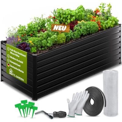 TTL GARDEN 250x90x80cm Meadow XL HIGH Metall Hochbeet Anthrazit Stahl Blech rostfrei verzinkt & grau lackiert rechteckige Form sehr stabil Garten Beet für Gemüse Kräuter Blumen Garten Gemüsebeet TTL GARDEN 250x90x80cm Meadow XL HIGH Metall Hochbeet Anthrazit Stahl Blech rostfrei verzinkt & grau lackiert rechteckige Form sehr stabil Garten Beet für Gemüse Kräuter Blumen Garten Gemüsebeet