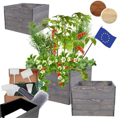 MODO24 Hochbeet Holz, Blumenkasten, Gartenbeet, 45x103x60 cm, Grau Robuster Pflanzkübel & Blumenbeet für Garten, Terrasse & Balkon, Hochbeet für Gemüsegarten, Naturholz Holzbeet Anzuchtbeet MODO24 Hochbeet Holz, Blumenkasten, Gartenbeet, 45x103x60 cm, Grau Robuster Pflanzkübel & Blumenbeet für Garten, Terrasse & Balkon, Hochbeet für Gemüsegarten, Naturholz Holzbeet Anzuchtbeet