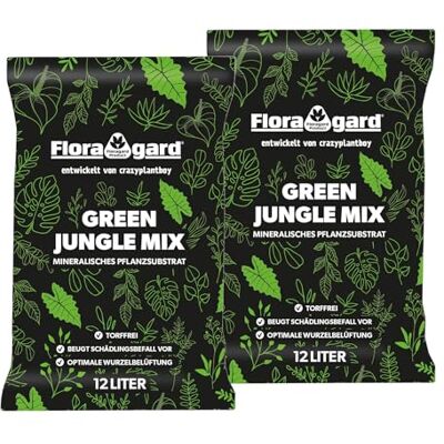 Floragard Green Jungle Mix 24 L (2×12 L) – mineralisches Pflanzsubstrat für Monstera, Philodendron – sorgt für optimale Drainage & gesundes Wurzelwachstum – ideal für anspruchsvolle Zimmerpflanzen Floragard Green Jungle Mix 24 L (2×12 L) – mineralisches Pflanzsubstrat für Monstera, Philodendron – sorgt für optimale Drainage & gesundes Wurzelwachstum – ideal für anspruchsvolle Zimmerpflanzen