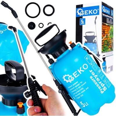 Garronda Drucksprüher 5L Sprühflasche Pumpsprüher Gartenspritze für Pflanzenpflege Unkrautvernichter Drucksprühgerät Garten Blau GD-0240 Garronda Drucksprüher 5L Sprühflasche Pumpsprüher Gartenspritze für Pflanzenpflege Unkrautvernichter Drucksprühgerät Garten Blau GD-0240