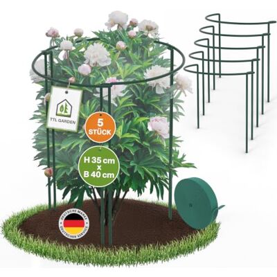 TTL GARDEN Strauchstützen 35cm x 40cm 5er Set + Klettband Pflanzenstütze Stahl rostfrei Kunststoff beschichtet Pflanzenhalter Staudenhalter Blumenhalter Hortensie Rose Pfingstrose Ø 5,5mm grün TTL GARDEN Strauchstützen 35cm x 40cm 5er Set + Klettband Pflanzenstütze Stahl rostfrei Kunststoff beschichtet Pflanzenhalter Staudenhalter Blumenhalter Hortensie Rose Pfingstrose Ø 5,5mm grün
