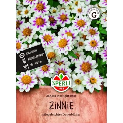 Sperli Zinniensamen Zahara Starlight Rose 87786, Blumensaat Weiß-rosa Zinnien mit kontrastreicher Mitte, Topf und Schnittblumen, lange Blüte, 1 Portion, für Beet & Schnittblumen Sperli Zinniensamen Zahara Starlight Rose 87786, Blumensaat Weiß-rosa Zinnien mit kontrastreicher Mitte, Topf und Schnittblumen, lange Blüte, 1 Portion, für Beet & Schnittblumen