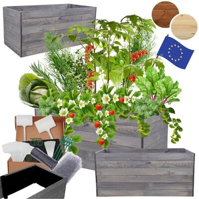 MODO24 Hochbeet Holz, Blumenkasten, Gartenbeet, 54x120x80 cm, Grau Pflanzkasten, Blumenbeet, für Garten, Balkon und Terrasse, Kiefernholz, Massivholz, Gemüsebeet, Kräuterbeet MODO24 Hochbeet Holz, Blumenkasten, Gartenbeet, 54x120x80 cm, Grau Pflanzkasten, Blumenbeet, für Garten, Balkon und Terrasse, Kiefernholz, Massivholz, Gemüsebeet, Kräuterbeet