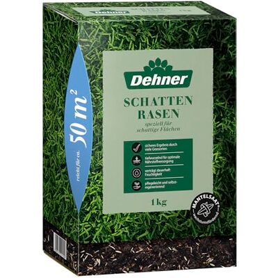 Dehner Saatgut Schattenrasen, hochwertige Rasensamen schnell keimend/selbstregenerierend, ideal für schattige/halbschattige Flächen, FSC-zertifizierte Verpackung, 1.25 kg für ca. 50 m² Dehner Saatgut Schattenrasen, hochwertige Rasensamen schnell keimend/selbstregenerierend, ideal für schattige/halbschattige Flächen, FSC-zertifizierte Verpackung, 1.25 kg für ca. 50 m²