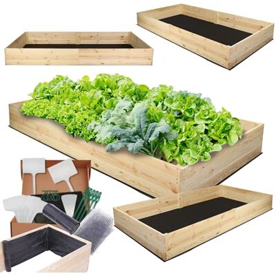 MODO24 Hochbeet Holz, Blumenkasten, Gartenbeet, 27x203x90 cm, Natur Pflanzkasten, Blumenbeet, für Garten, Balkon und Terrasse, Kiefernholz, Massivholz, Gemüsebeet, Kräuterbeet MODO24 Hochbeet Holz, Blumenkasten, Gartenbeet, 27x203x90 cm, Natur Pflanzkasten, Blumenbeet, für Garten, Balkon und Terrasse, Kiefernholz, Massivholz, Gemüsebeet, Kräuterbeet