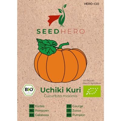 Seedhero BIO Kürbis Uchiki Kuri Gemüsesamen – 5er Pack – je Tüte ca. 8 Pflanzen (gesamt ca. 40) – Saatgut für Garten, Balkon & Hochbeet Seedhero BIO Kürbis Uchiki Kuri Gemüsesamen – 5er Pack – je Tüte ca. 8 Pflanzen (gesamt ca. 40) – Saatgut für Garten, Balkon & Hochbeet