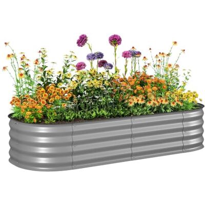 Outsunny Hochbeet Metall DIY mit offenem Boden 150 x 62 x 30 cm Silber Pflanzkasten, Gemüsebeet, DIY Blumenkasten, Kräuterbeet für Garten, Balkon Outsunny Hochbeet Metall DIY mit offenem Boden 150 x 62 x 30 cm Silber Pflanzkasten, Gemüsebeet, DIY Blumenkasten, Kräuterbeet für Garten, Balkon