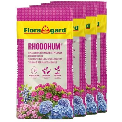 Floragard Rhodohum Rhododendronerde 72 L (4×18 L) – pH-saure Moorbeeterde mit guter Wasserspeicherung – ideal zum Pflanzen von Rhododendren, Azaleen, Blaubeeren & Anderen Moorbeetpflanzen im Garten Floragard Rhodohum Rhododendronerde 72 L (4×18 L) – pH-saure Moorbeeterde mit guter Wasserspeicherung – ideal zum Pflanzen von Rhododendren, Azaleen, Blaubeeren & Anderen Moorbeetpflanzen im Garten