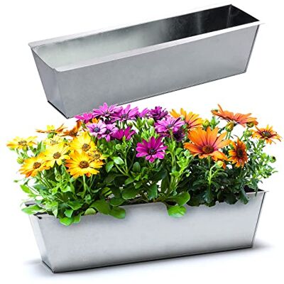 BigDean 2 Zink Paletten Blumenkästen Einsatz 38cm groß Silber aus Metall Zinkkasten Pflanzkasten Balkonkasten Blumentopf für Europaletten, Metall verzinkt BigDean 2 Zink Paletten Blumenkästen Einsatz 38cm groß Silber aus Metall Zinkkasten Pflanzkasten Balkonkasten Blumentopf für Europaletten, Metall verzinkt