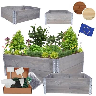 MODO24 Hochbeet Holz, Blumenkasten, Gartenbeet, 40x120x100 cm, Grau Robustes Kräuterbeet & Gemüsebeet aus Kiefernholz, Dekorativer Pflanzkasten & Blumenbeet für Garten, Balkon & Terrasse MODO24 Hochbeet Holz, Blumenkasten, Gartenbeet, 40x120x100 cm, Grau Robustes Kräuterbeet & Gemüsebeet aus Kiefernholz, Dekorativer Pflanzkasten & Blumenbeet für Garten, Balkon & Terrasse