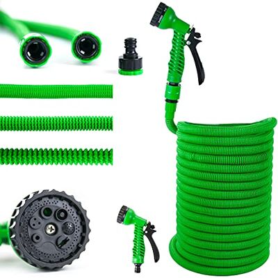 Grafner Premium Flexischlauch, 30 Meter, 4-Fach Latexkern, 10-Fach Soft-Multifunktionsbrause, massiver Mantel aus 2500D Mesh Polyester, KEIN PLATZEN, Flexibler Gartenschlauch Flexi Schlauch dehnbar Grafner Premium Flexischlauch, 30 Meter, 4-Fach Latexkern, 10-Fach Soft-Multifunktionsbrause, massiver Mantel aus 2500D Mesh Polyester, KEIN PLATZEN, Flexibler Gartenschlauch Flexi Schlauch dehnbar