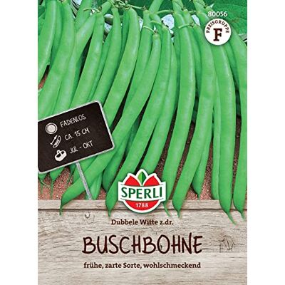 Sperli 80056 Buschbohne Dubbele Witte z.dr, frühe zarte wohlschmeckende Sorte, fadenlos, Portionssaatgut Sperli 80056 Buschbohne Dubbele Witte z.dr, frühe zarte wohlschmeckende Sorte, fadenlos, Portionssaatgut