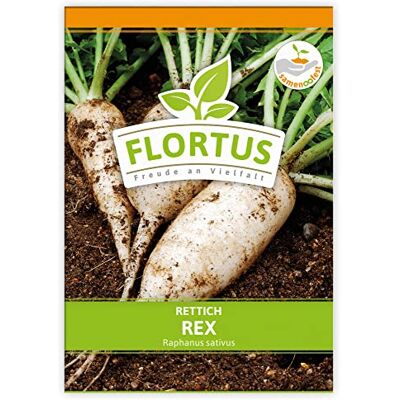 FLORTUS Freude an Vielfalt FLORTUS Rettich Rex Gemüsesamen Rettichsamen Samen zur Anzucht für Garten, Balkon, Küche & Fensterbank FLORTUS Freude an Vielfalt FLORTUS Rettich Rex Gemüsesamen Rettichsamen Samen zur Anzucht für Garten, Balkon, Küche & Fensterbank