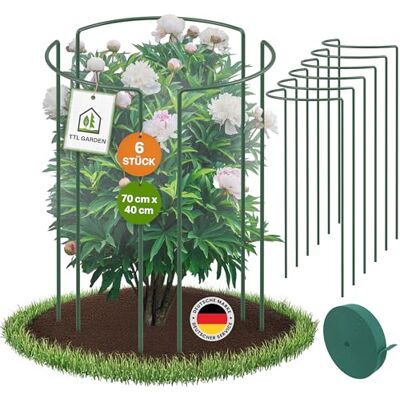 TTL GARDEN Strauchstützen 70cm x 40cm 6er Set + Klettband Pflanzenstütze Stahl rostfrei Kunststoff beschichtet Pflanzenhalter Staudenhalter Blumenhalter Hortensie Rose Pfingstrose Ø 5,5mm grün TTL GARDEN Strauchstützen 70cm x 40cm 6er Set + Klettband Pflanzenstütze Stahl rostfrei Kunststoff beschichtet Pflanzenhalter Staudenhalter Blumenhalter Hortensie Rose Pfingstrose Ø 5,5mm grün
