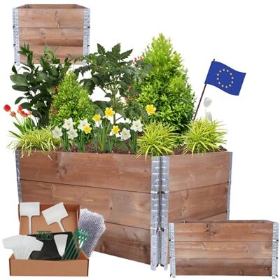 MODO24 Hochbeet Holz, Blumenkasten, Gartenbeet, 60x120x80 cm, Braun Robustes Kräuterbeet & Gemüsebeet aus Kiefernholz, Dekorativer Pflanzkasten & Blumenbeet für Garten, Balkon & Terrasse MODO24 Hochbeet Holz, Blumenkasten, Gartenbeet, 60x120x80 cm, Braun Robustes Kräuterbeet & Gemüsebeet aus Kiefernholz, Dekorativer Pflanzkasten & Blumenbeet für Garten, Balkon & Terrasse