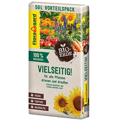 Floragard Bio-Erde Vielseitig 1x50 Liter Universalerde für alle Pflanzen drinnen und draußen torffrei und vegan Floragard Bio-Erde Vielseitig 1x50 Liter Universalerde für alle Pflanzen drinnen und draußen torffrei und vegan