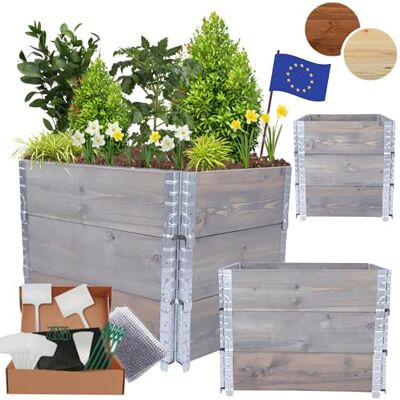 MODO24 Hochbeet Holz, Blumenkasten, Gartenbeet, 60x60x80 cm, Grau Robustes Kräuterbeet & Gemüsebeet aus Kiefernholz, Dekorativer Pflanzkasten & Blumenbeet für Garten, Balkon & Terrasse MODO24 Hochbeet Holz, Blumenkasten, Gartenbeet, 60x60x80 cm, Grau Robustes Kräuterbeet & Gemüsebeet aus Kiefernholz, Dekorativer Pflanzkasten & Blumenbeet für Garten, Balkon & Terrasse
