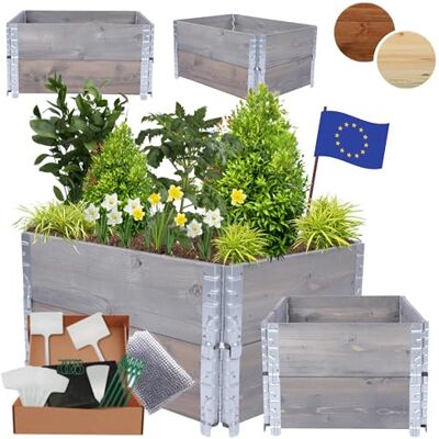 MODO24 Hochbeet Holz, Blumenkasten, Gartenbeet, 40x60x80 cm, Grau Robustes Kräuterbeet & Gemüsebeet aus Kiefernholz, Dekorativer Pflanzkasten & Blumenbeet für Garten, Balkon & Terrasse MODO24 Hochbeet Holz, Blumenkasten, Gartenbeet, 40x60x80 cm, Grau Robustes Kräuterbeet & Gemüsebeet aus Kiefernholz, Dekorativer Pflanzkasten & Blumenbeet für Garten, Balkon & Terrasse