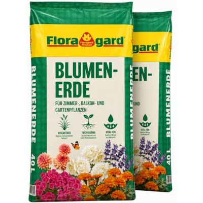 Floragard Blumenerde 80L (2x40L) Liter Premium Universalerde mit Ton und Langzeitdünger für Zimmerpflanzen, Terrasse und Garten Floragard Blumenerde 80L (2x40L) Liter Premium Universalerde mit Ton und Langzeitdünger für Zimmerpflanzen, Terrasse und Garten
