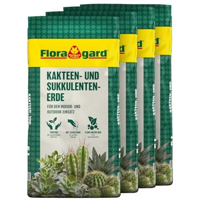 Floragard Kakteen- & Sukkulentenerde 40 L (4×10 L) – mineralisches, durchlässiges Substrat mit reinem Quarzsand zur Vermeidung von Staunässe – für Kakteen, Aloe Vera, Agaven & andere Sukkulenten Floragard Kakteen- & Sukkulentenerde 40 L (4×10 L) – mineralisches, durchlässiges Substrat mit reinem Quarzsand zur Vermeidung von Staunässe – für Kakteen, Aloe Vera, Agaven & andere Sukkulenten