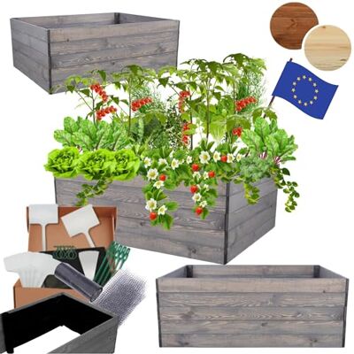 MODO24 Hochbeet Holz, Blumenkasten, Gartenbeet, 45x120x90 cm, Grau Robuster Pflanzkübel & Blumenbeet für Garten, Terrasse & Balkon, Hochbeet für Gemüsegarten, Naturholz Holzbeet Anzuchtbeet MODO24 Hochbeet Holz, Blumenkasten, Gartenbeet, 45x120x90 cm, Grau Robuster Pflanzkübel & Blumenbeet für Garten, Terrasse & Balkon, Hochbeet für Gemüsegarten, Naturholz Holzbeet Anzuchtbeet