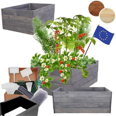 MODO24 Hochbeet Holz, Blumenkasten, Gartenbeet, 36x83x80 cm, Grau Robuster Pflanzkübel & Blumenbeet für Garten, Terrasse & Balkon, Hochbeet für Gemüsegarten, Naturholz Holzbeet Anzuchtbeet MODO24 Hochbeet Holz, Blumenkasten, Gartenbeet, 36x83x80 cm, Grau Robuster Pflanzkübel & Blumenbeet für Garten, Terrasse & Balkon, Hochbeet für Gemüsegarten, Naturholz Holzbeet Anzuchtbeet